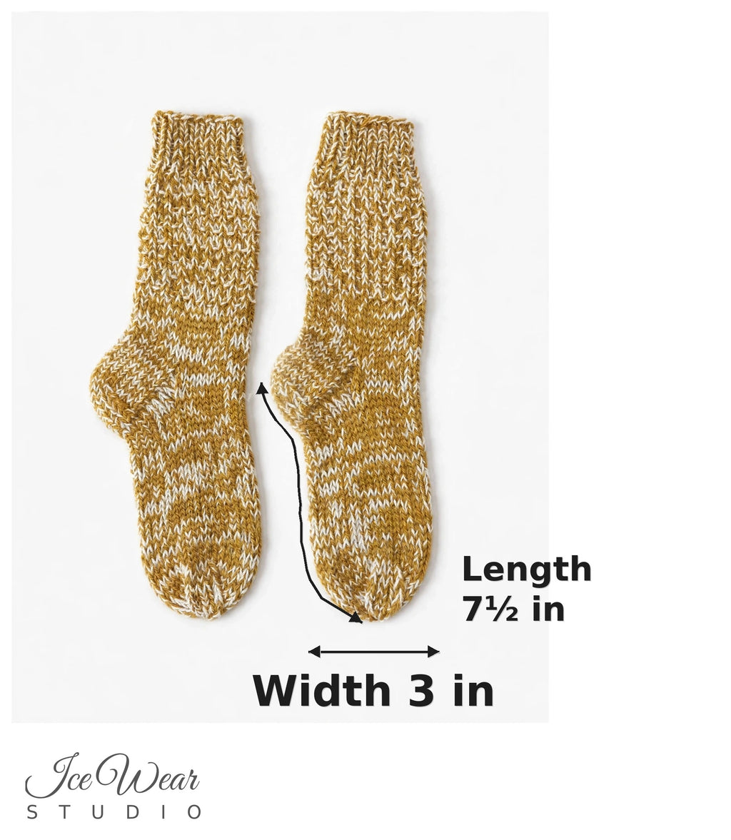 Kids' Mustard Gold and White Marled Knit Socks
