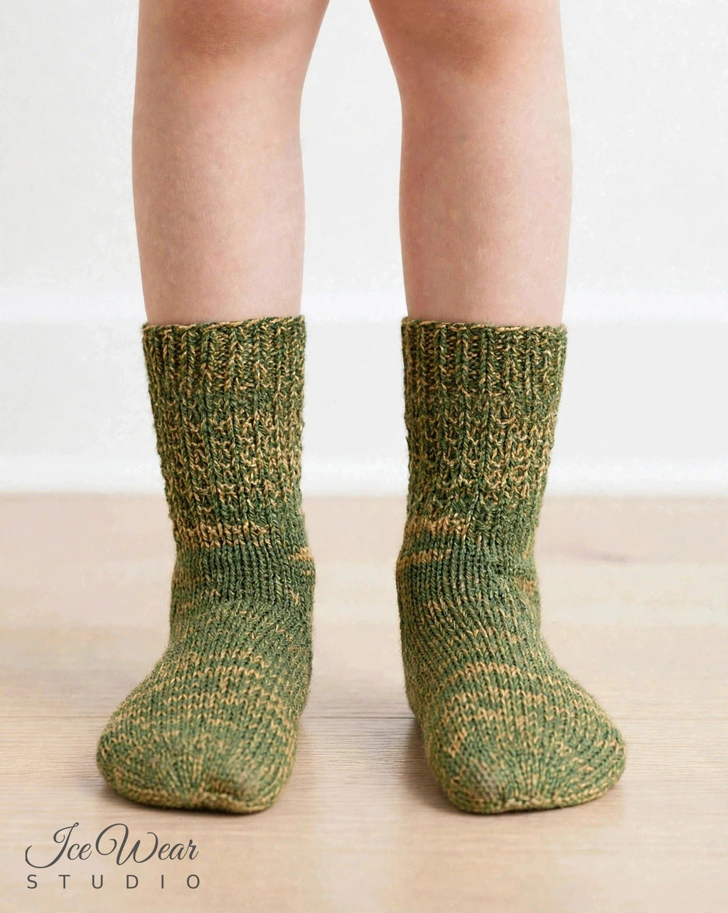 Kids' Green and Tan Marled Knit Socks