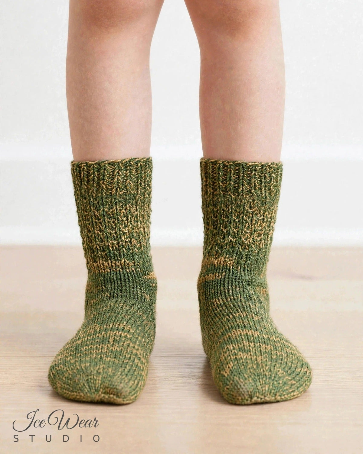 Kids' Green and Tan Marled Knit Socks