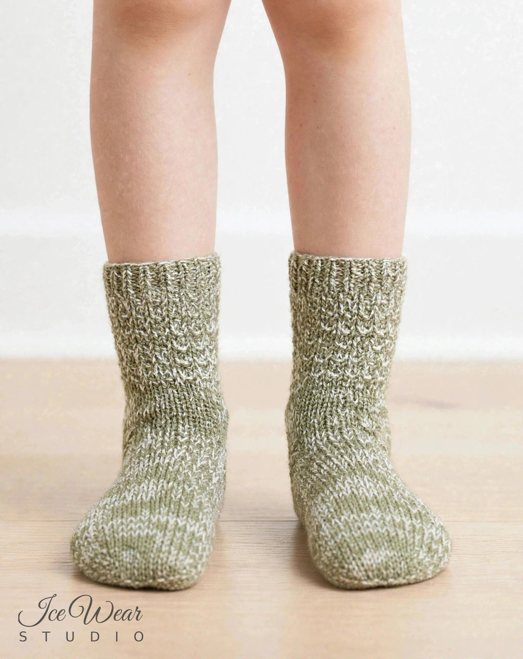 Kids' Sage Green Marled Knit Socks