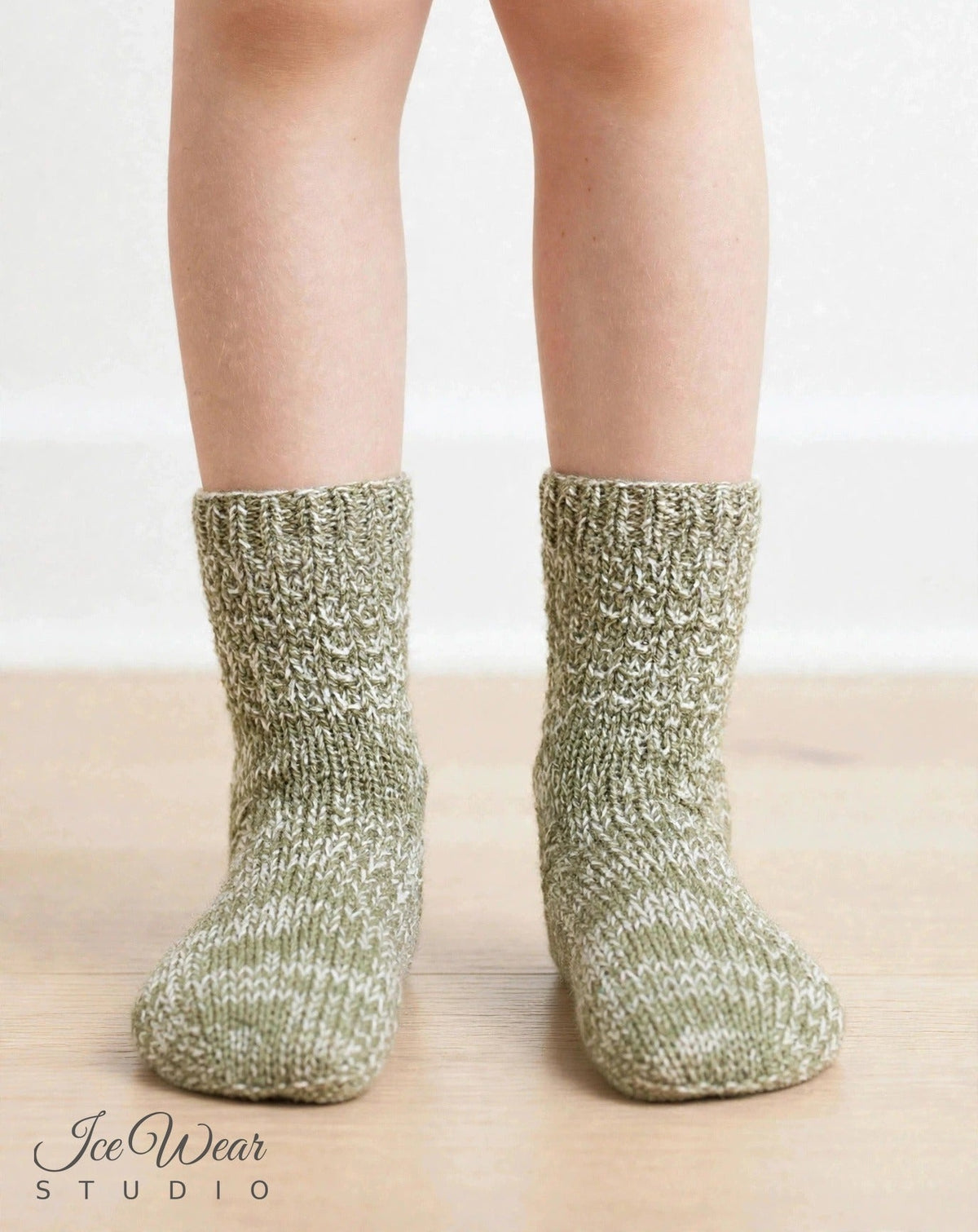 Kids' Sage Green Marled Knit Socks