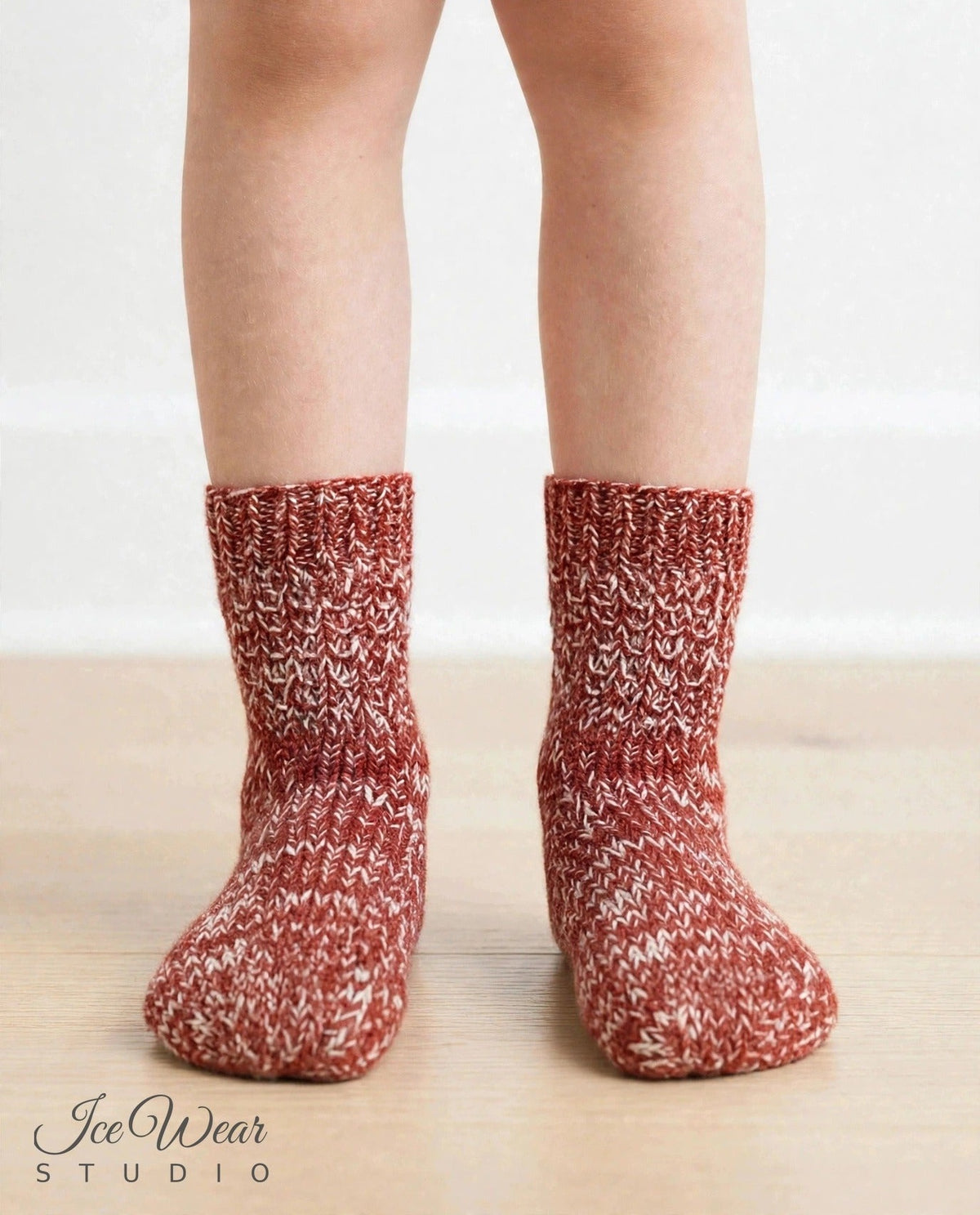 Kids' Rust Red Marled Knit Socks