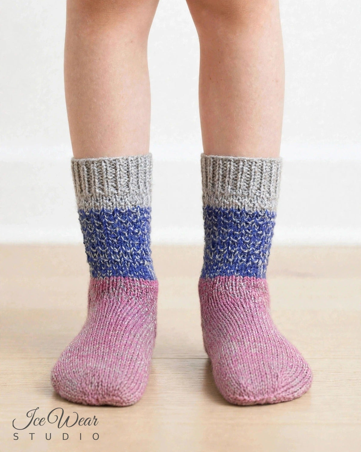 Kids' Pink and Gray Marled Knit Socks