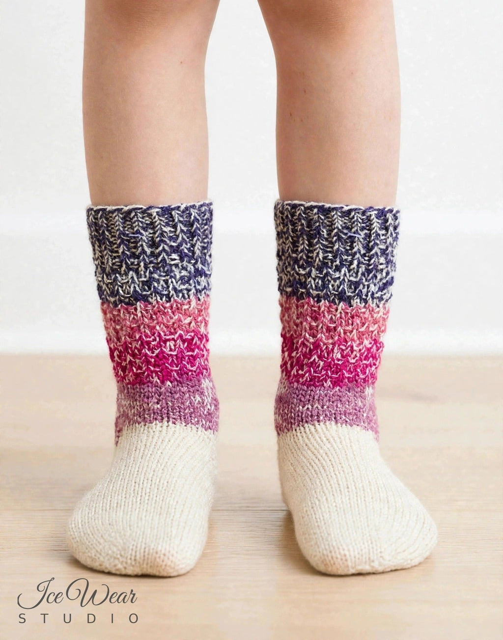 Kids' Cream Knit Socks with Marled Cuff
