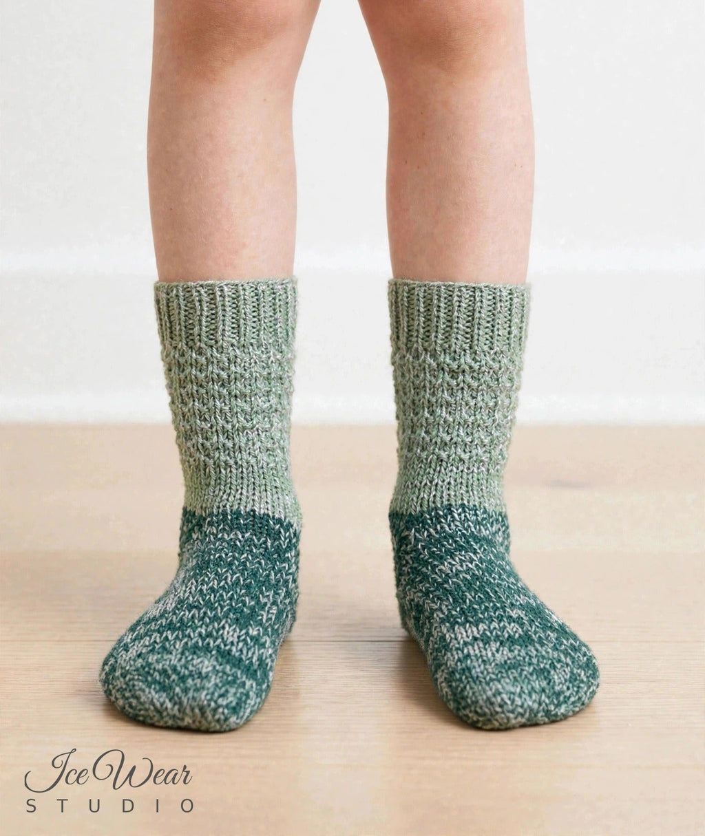 Kids' Mint and Teal Marled Knit Socks