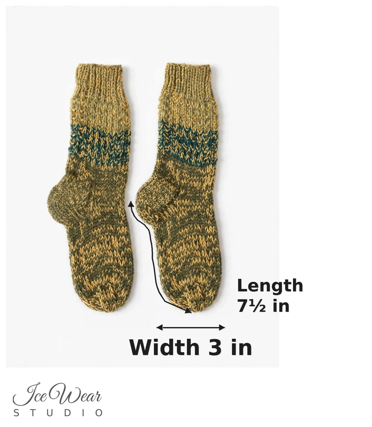 Kids' Olive Marled Knit Socks with Teal Zigzag Band