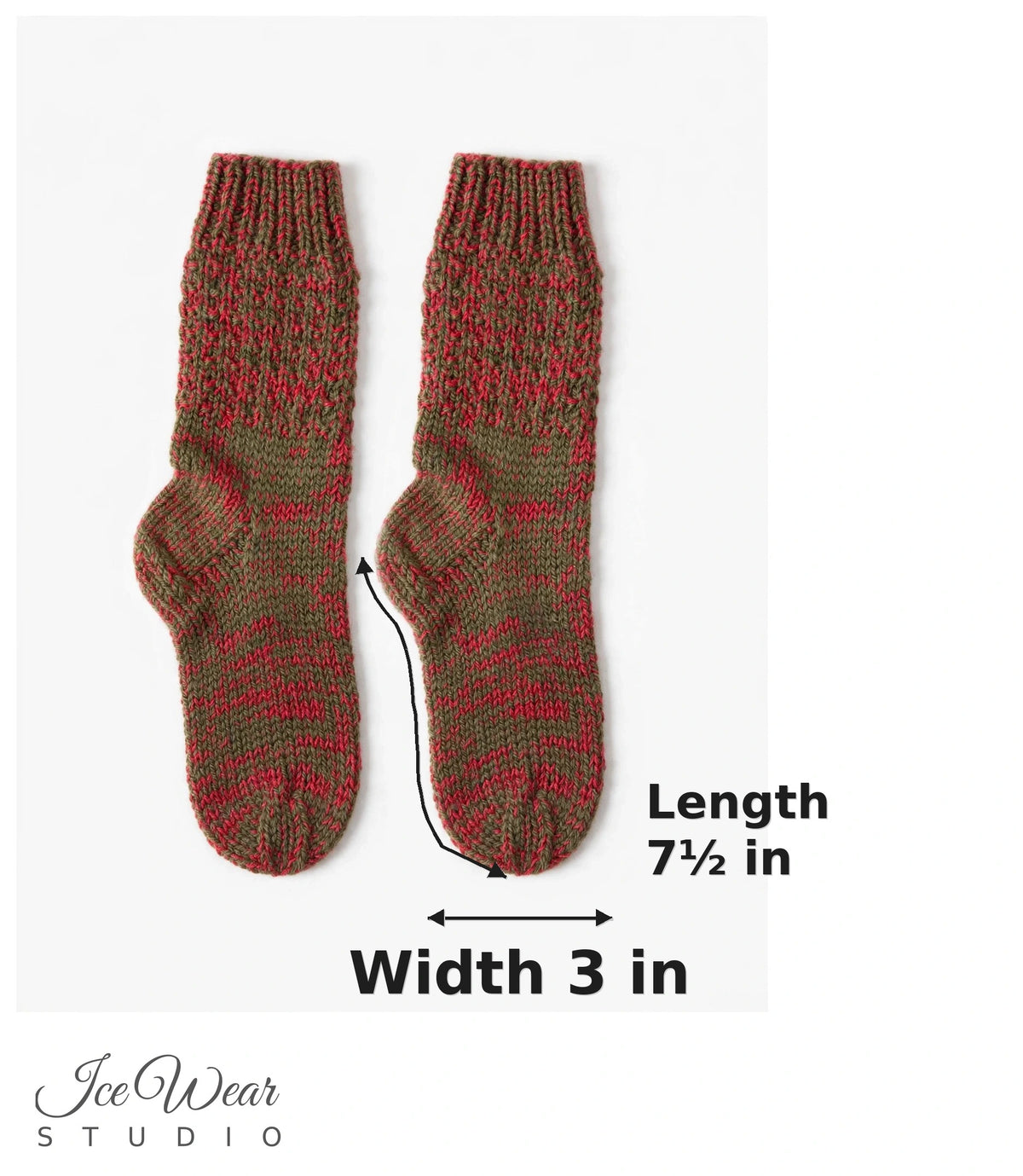 Kids' Olive Khaki and Coral Marled Knit Socks