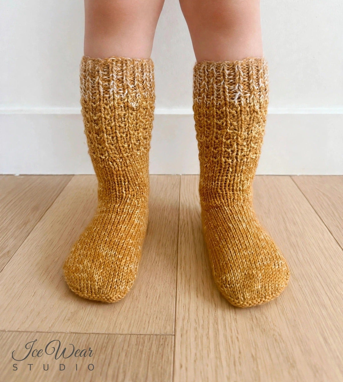 Kids' Mustard Gold & Cream Marled Knit Socks