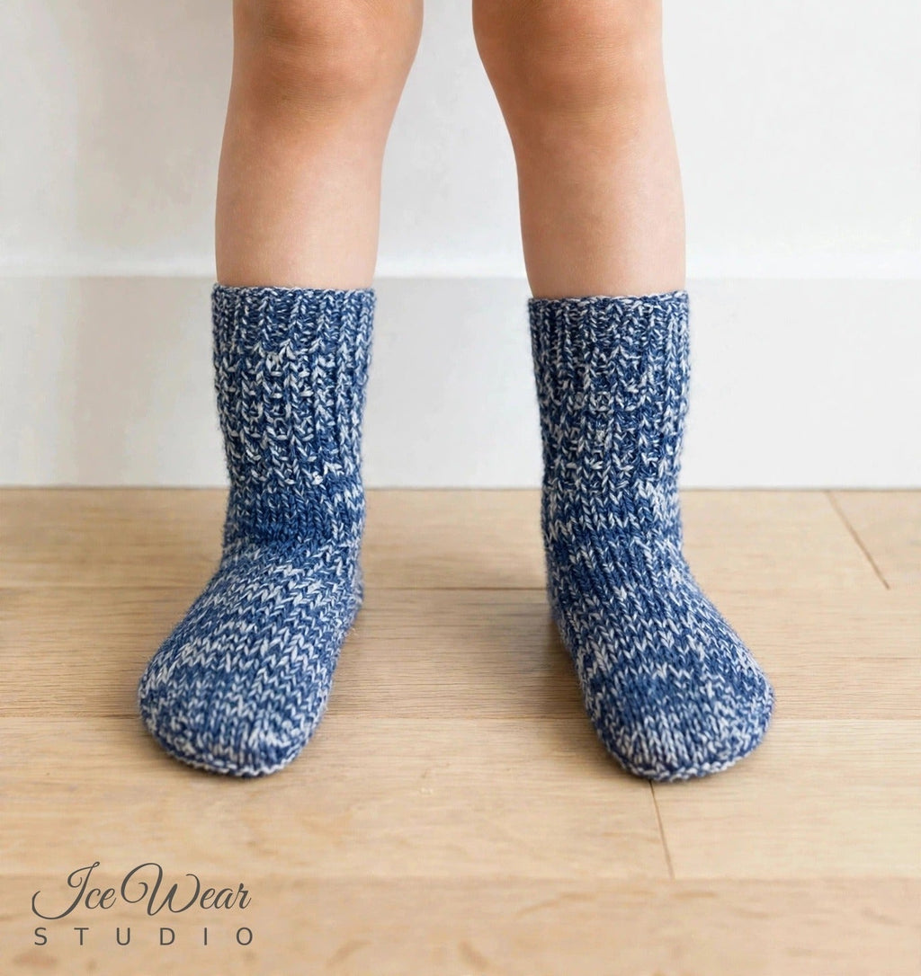 Kids' Navy & White Marled Knit Socks