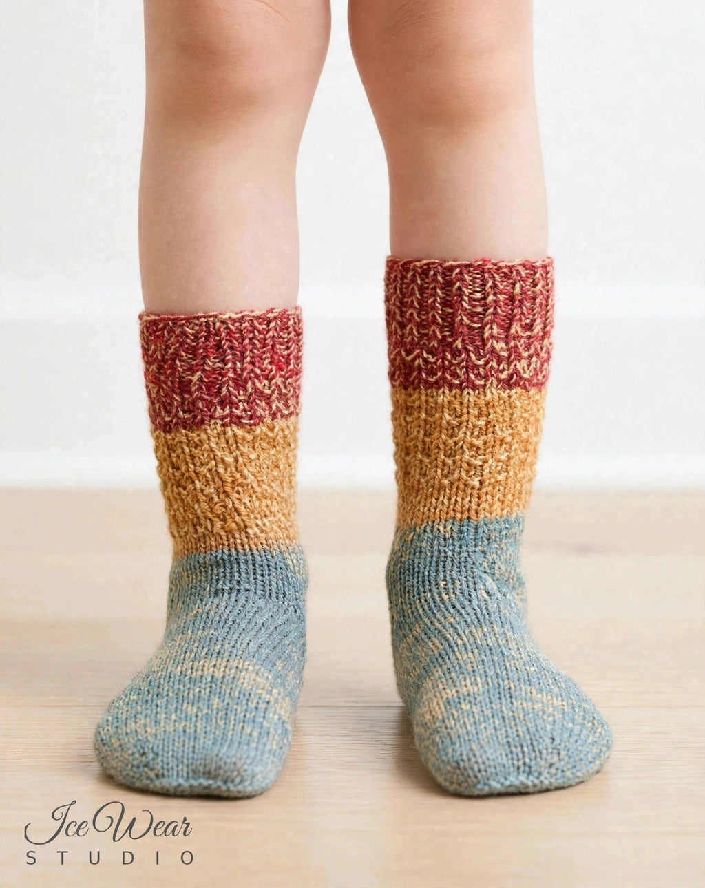 Kids' Rust Tan & Dusty Blue Knit Socks