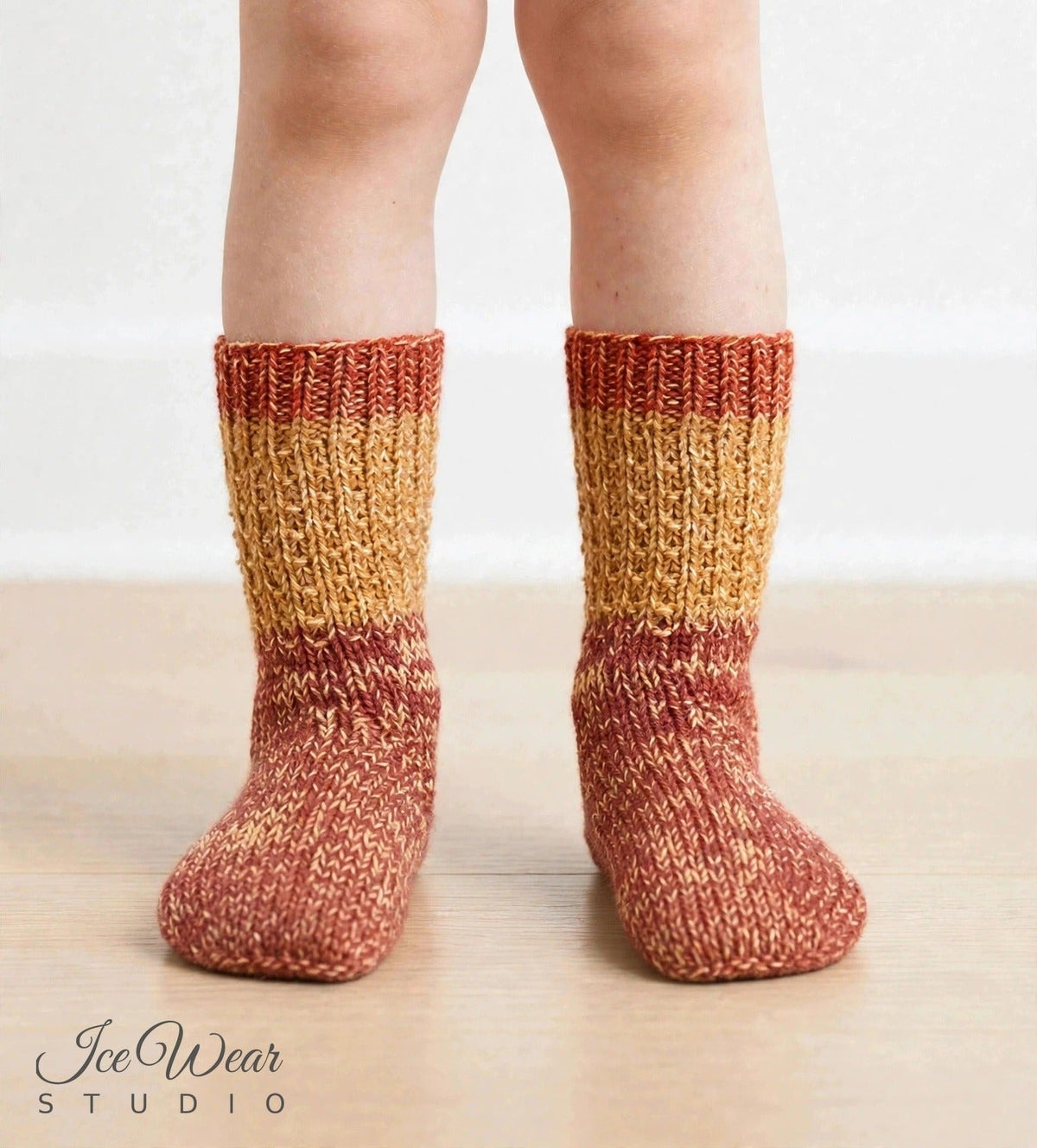 Kids' Rust & Tan-Gold Color-Block Knit Socks