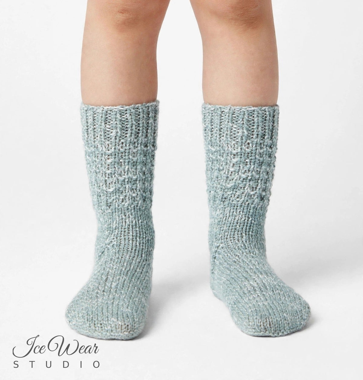 Kids' Sage Gray-Blue Marled Knit Socks