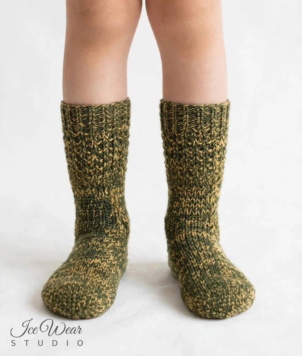 Kids' Olive and Mustard Marled Knit Socks
