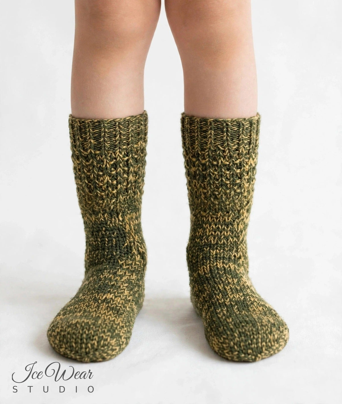 Kids' Olive and Mustard Marled Knit Socks