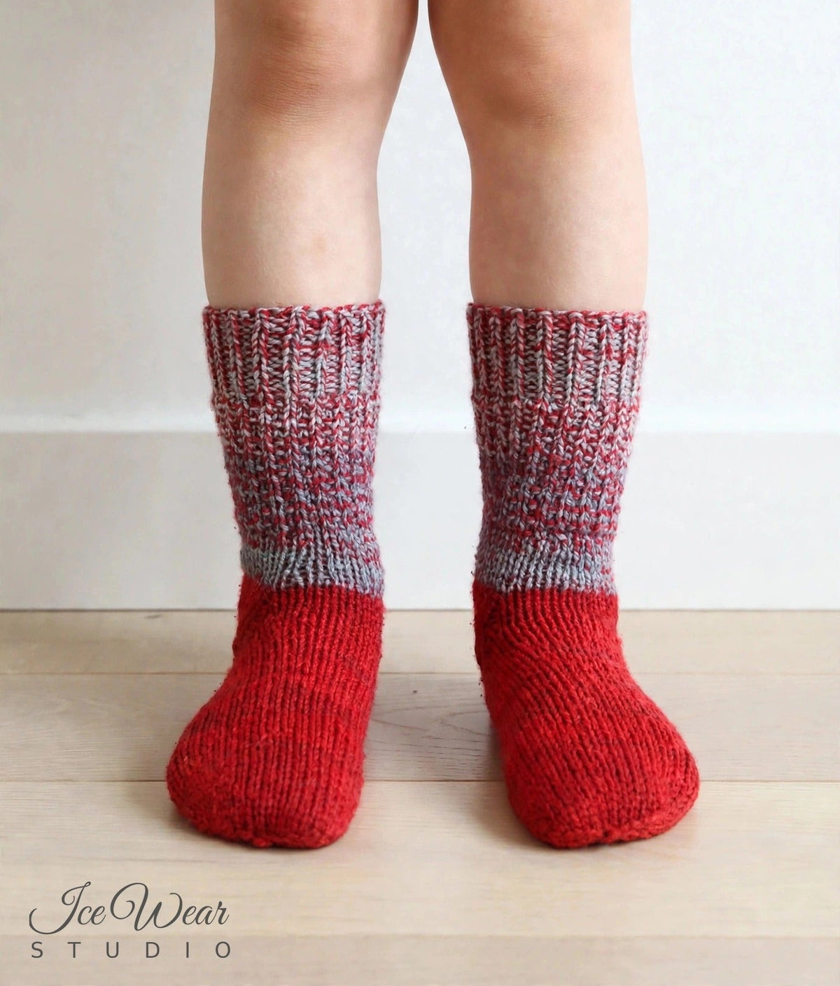 Kids' Red and Gray Marled Knit Socks