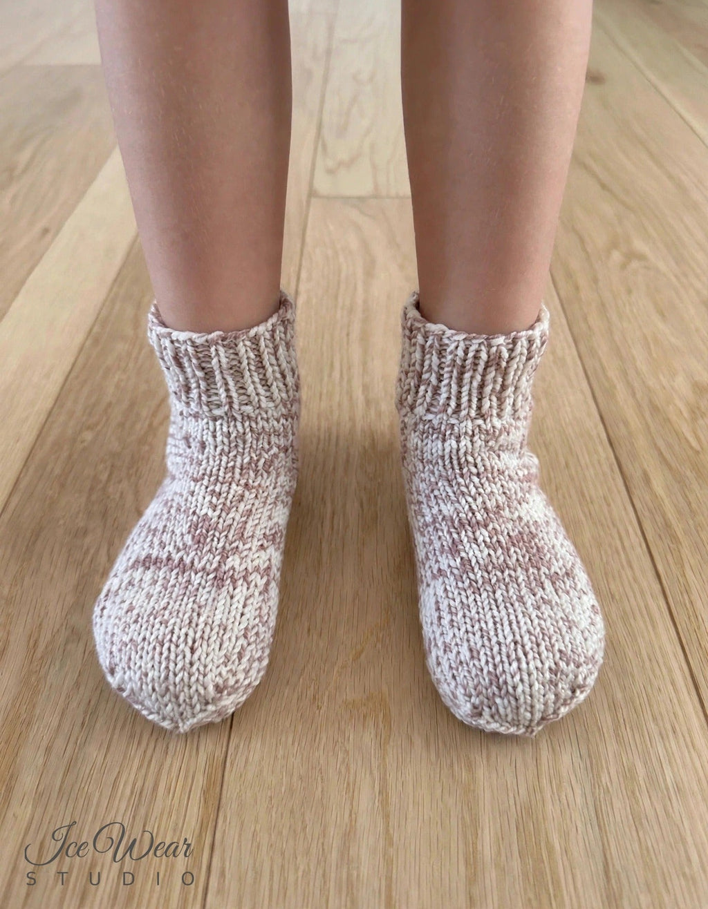 Kids' Cream and Mauve Marled Knit Socks