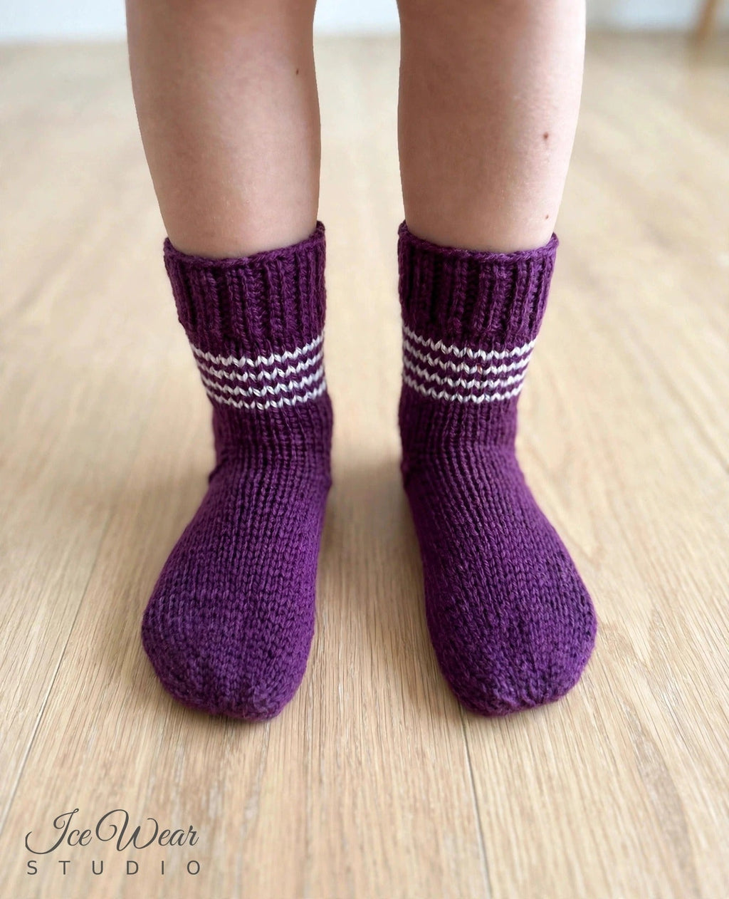 Kids' Purple Striped Knit Socks