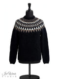Black Traditional Icelandic Wool Sweater Pullover