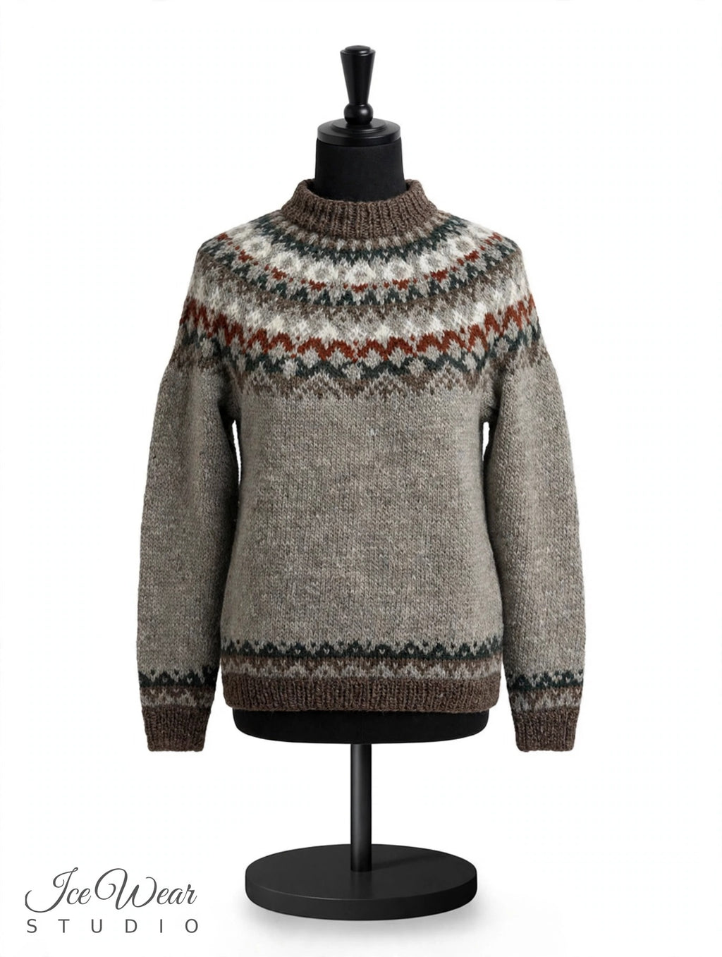 Taupe Traditional Icelandic Wool Sweater Pullover