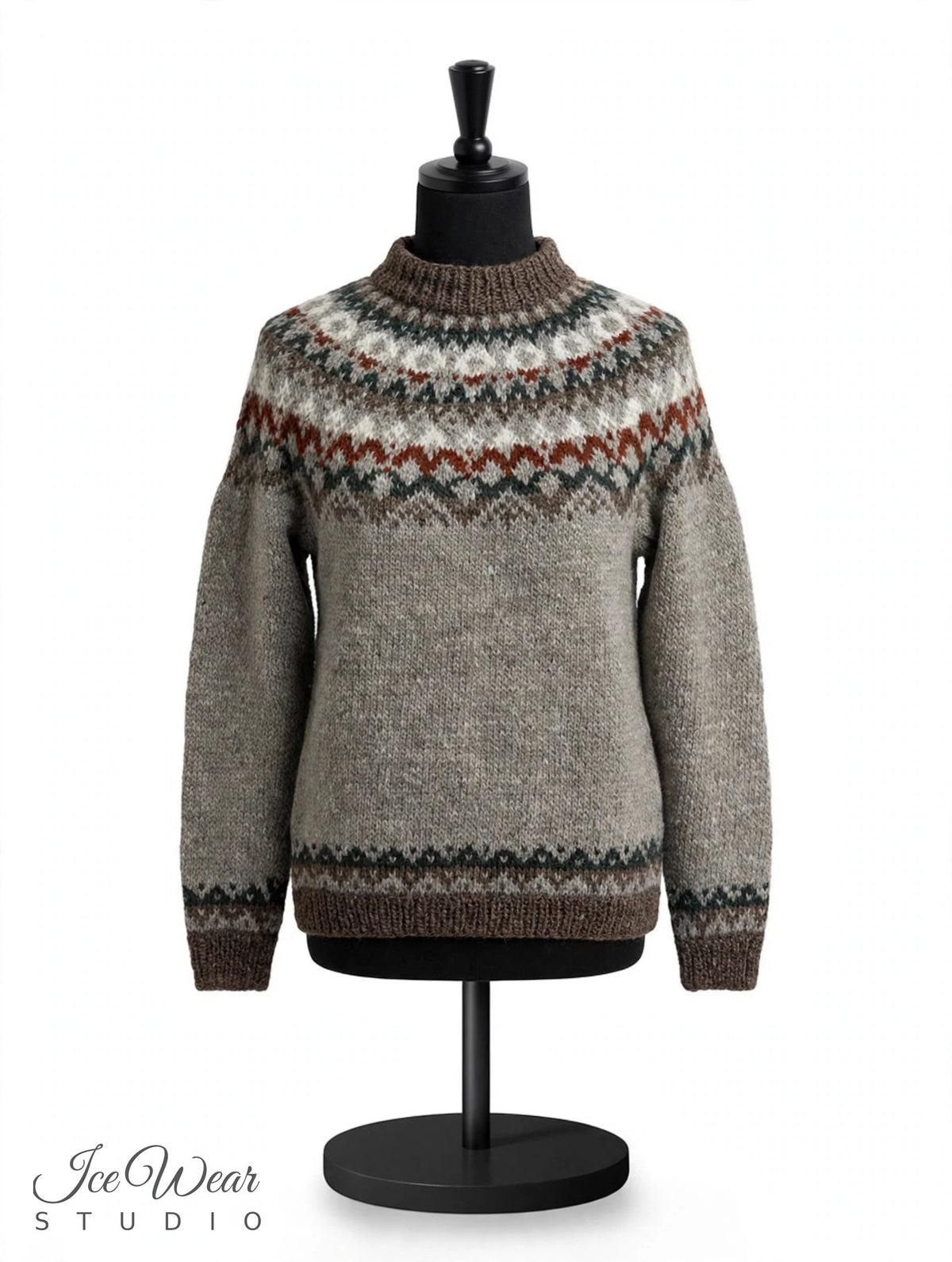 Taupe Traditional Icelandic Wool Sweater Pullover
