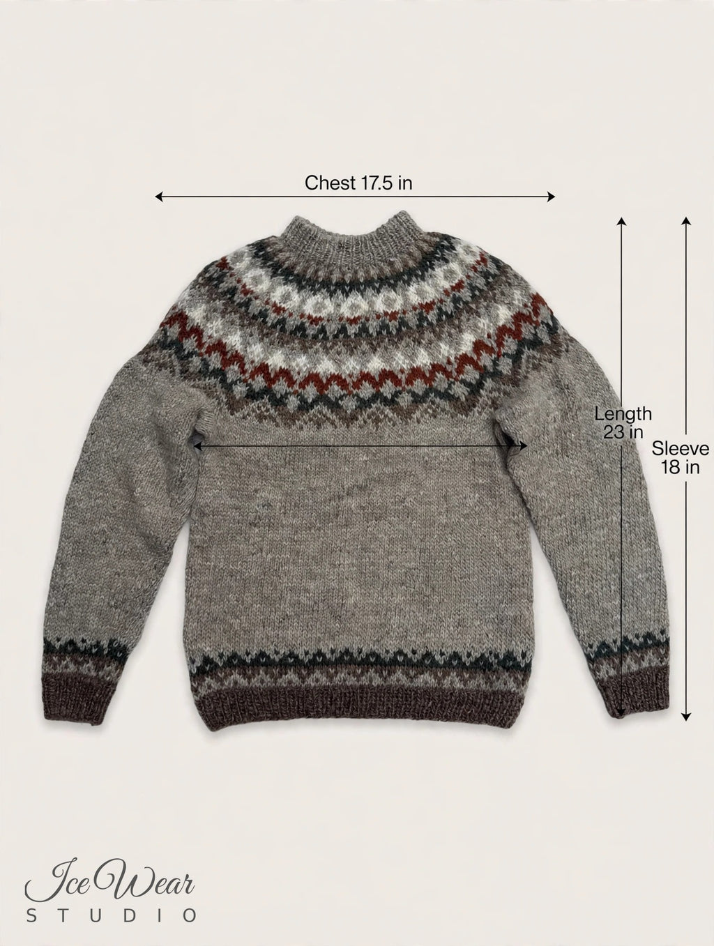 Taupe Traditional Icelandic Wool Sweater Pullover