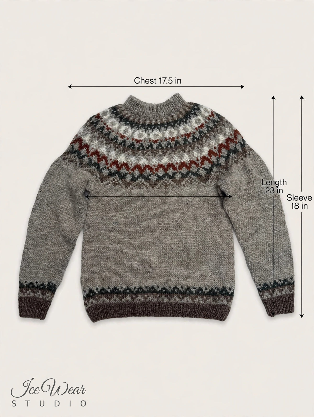 Taupe Traditional Icelandic Wool Sweater Pullover