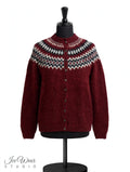 Burgundy Traditional Icelandic Wool Sweater Cardigan