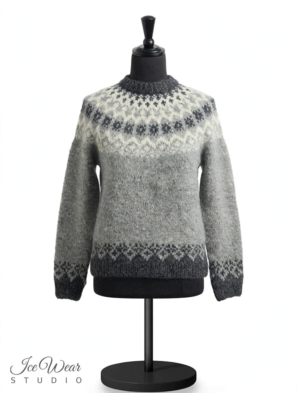 Grey Traditional Icelandic Wool Sweater Pullover