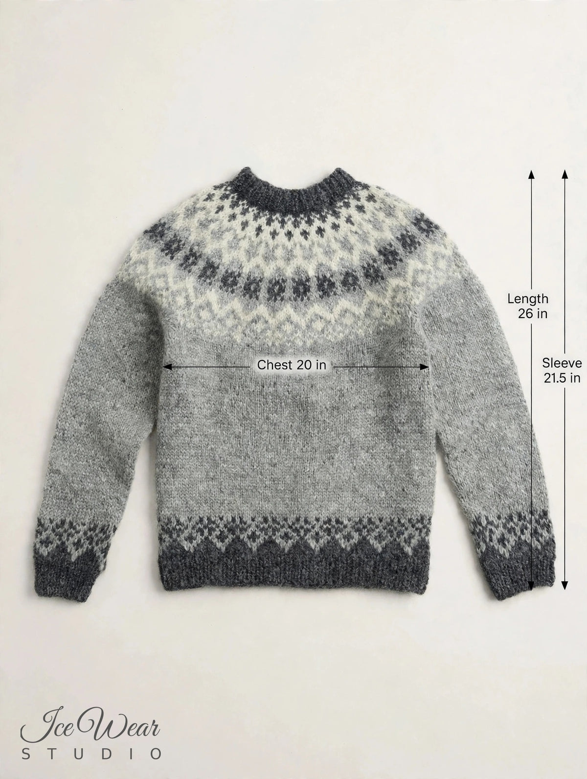 Grey Traditional Icelandic Wool Sweater Pullover