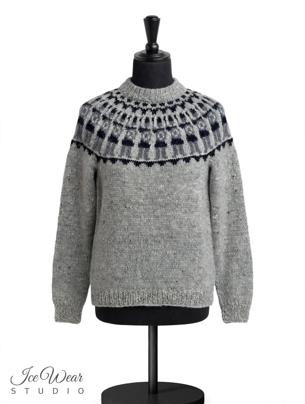 Light Grey Traditional Icelandic Wool Sweater Pullover