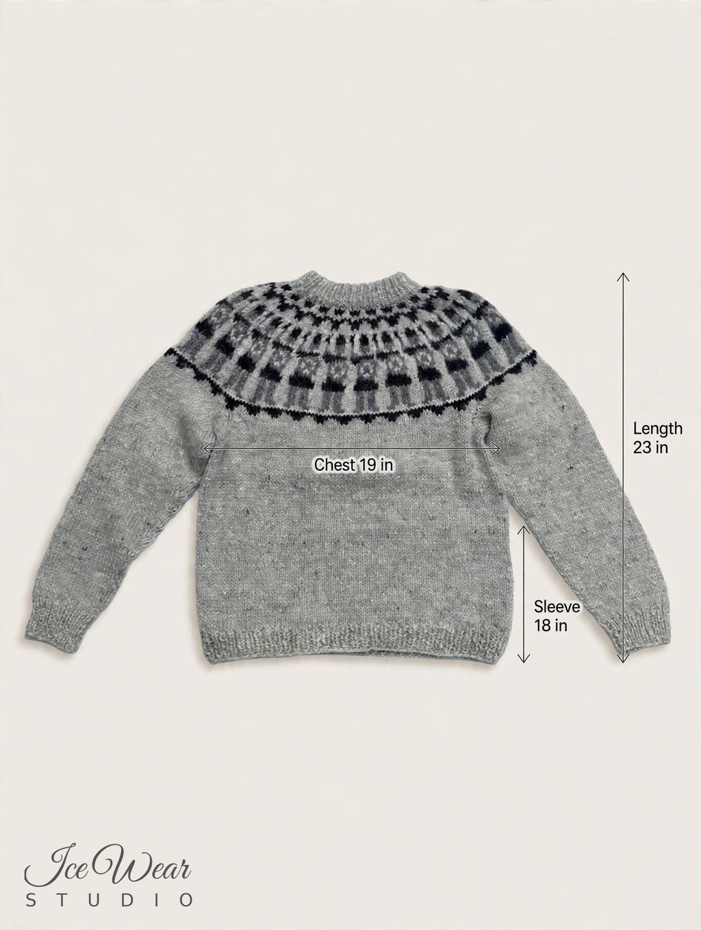 Light Grey Traditional Icelandic Wool Sweater Pullover