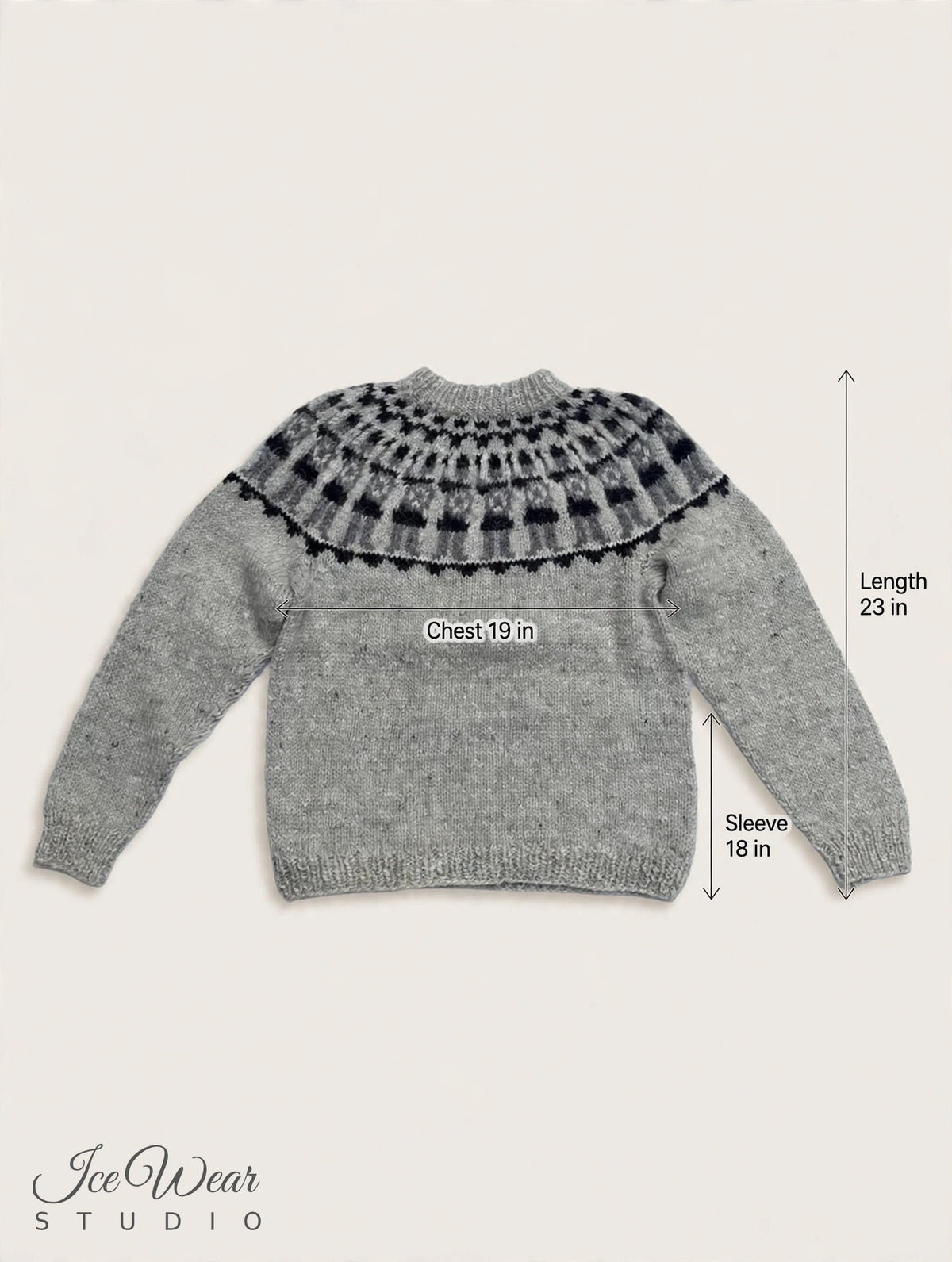 Light Grey Traditional Icelandic Wool Sweater Pullover