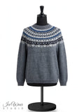 Grey Traditional Icelandic Wool Sweater Pullover Blue