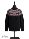 Black Traditional Icelandic Wool Sweater Pullover Rose