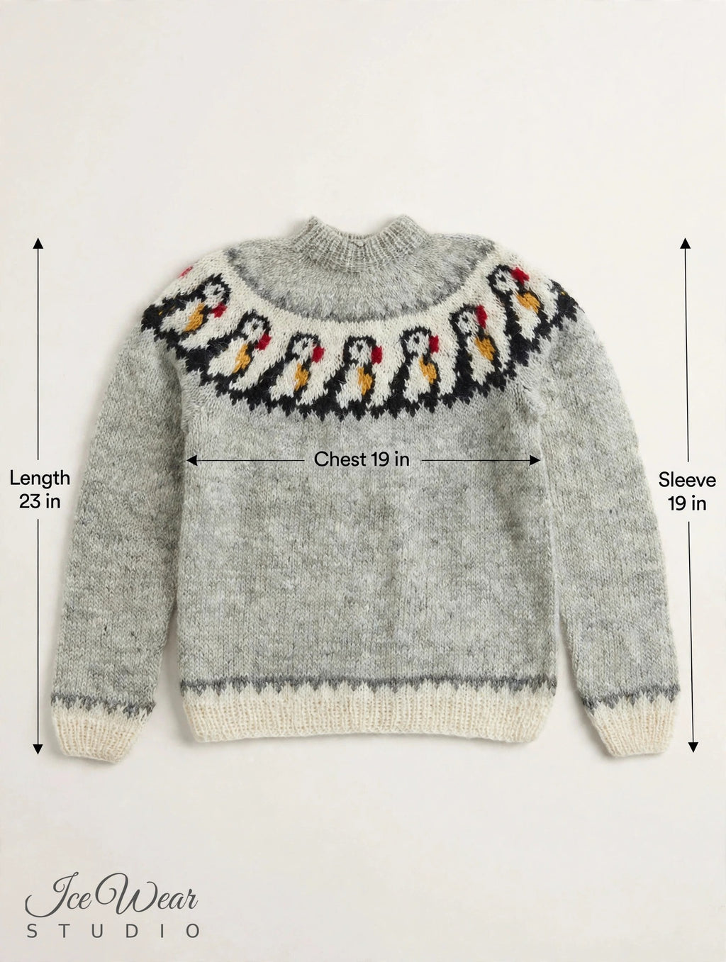 Light Grey Puffin Yoke Pullover