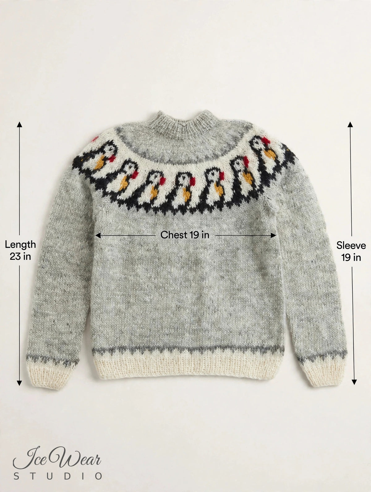 Light Grey Puffin Yoke Pullover