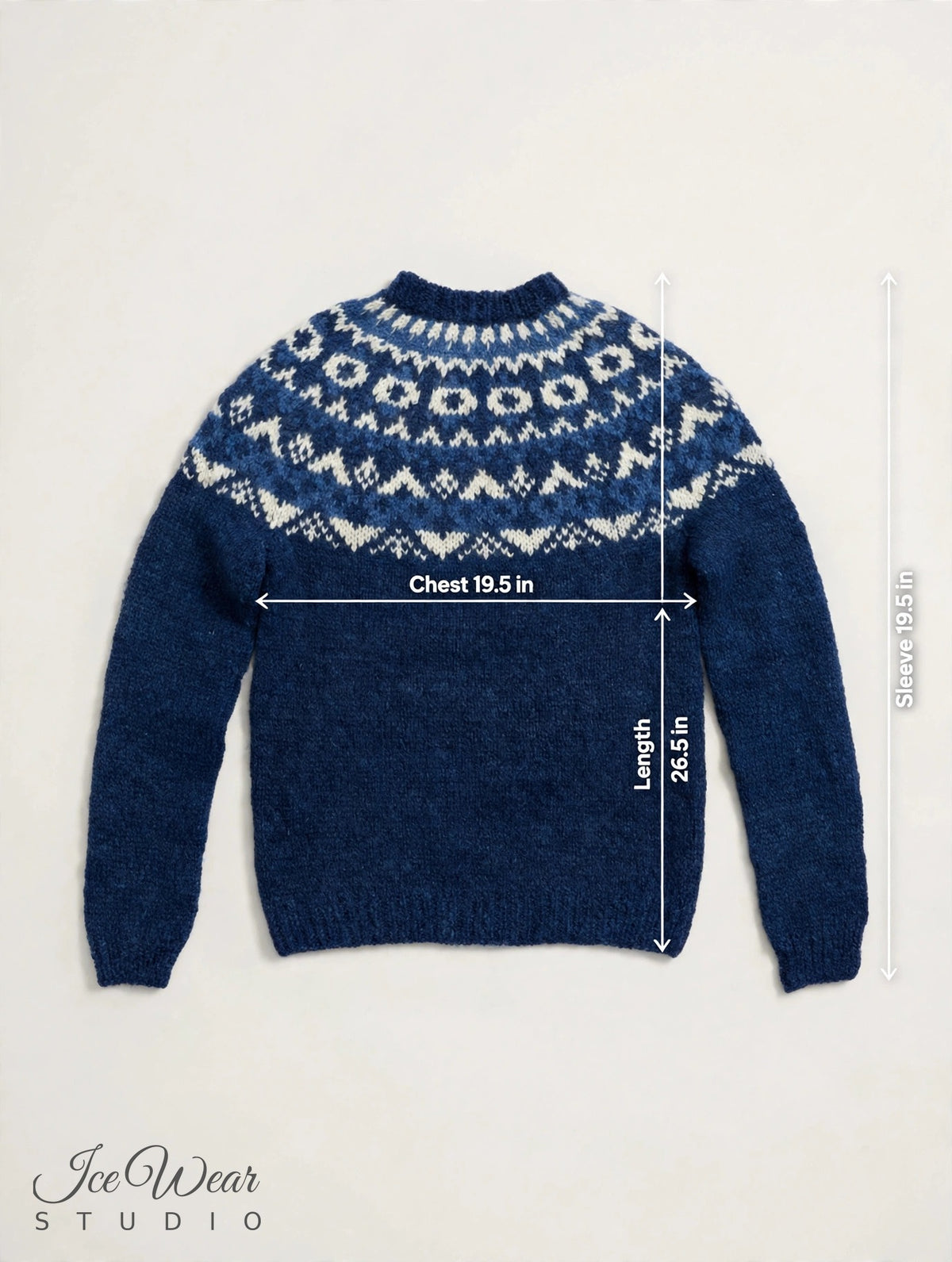 Navy Traditional Icelandic Wool Sweater Pullover