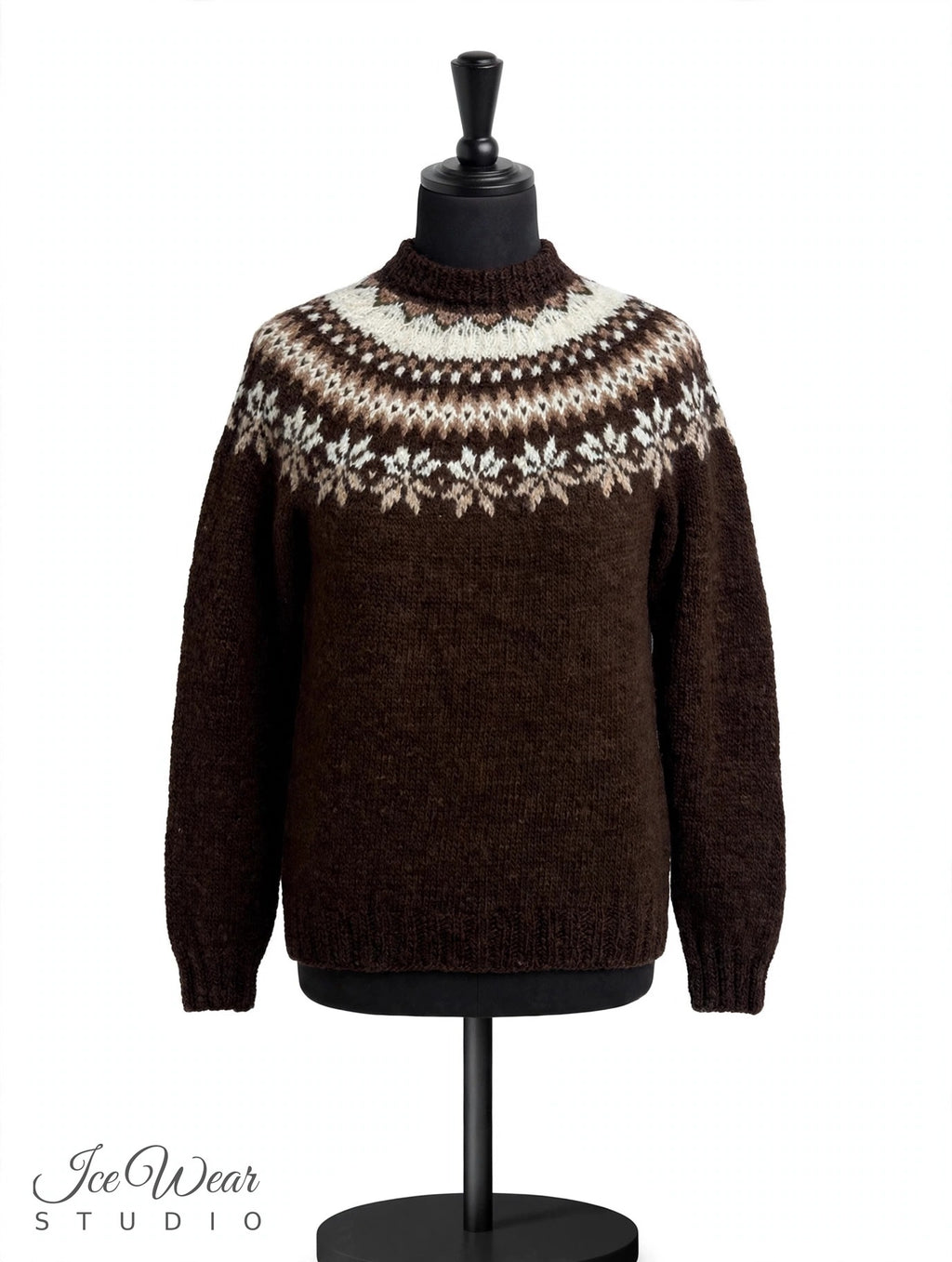 Dark Brown Traditional Icelandic Wool Sweater Pullover