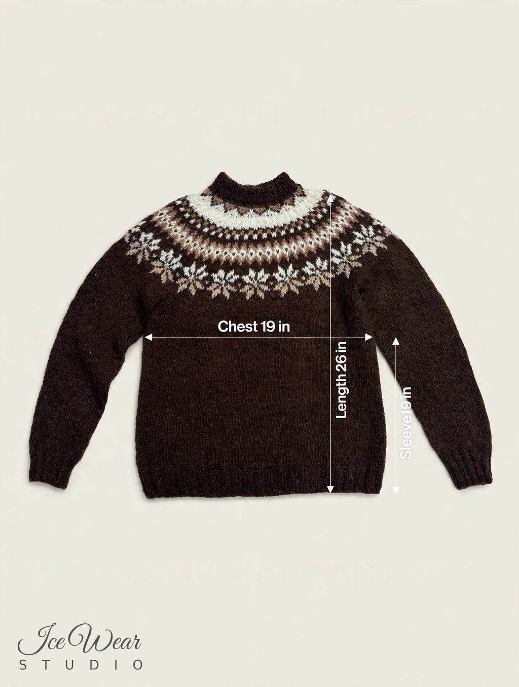 Dark Brown Traditional Icelandic Wool Sweater Pullover
