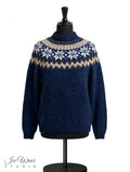 Navy Traditional Icelandic Wool Sweater Pullover White