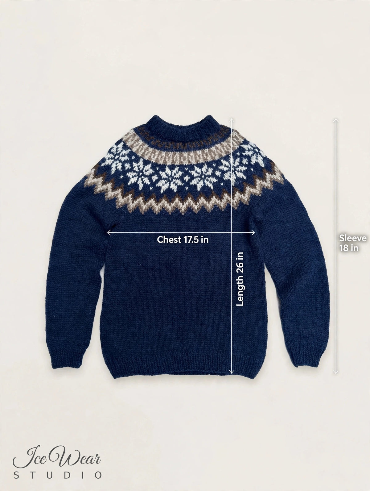 Navy Traditional Icelandic Wool Sweater Pullover White