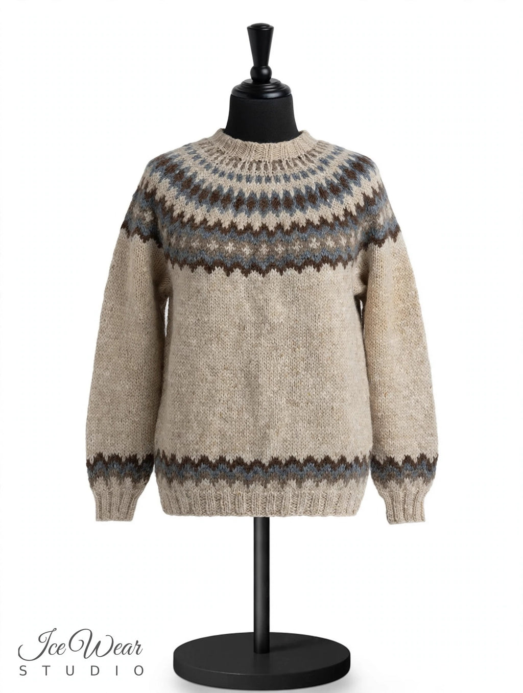 Oatmeal Traditional Icelandic Wool Sweater Pullover