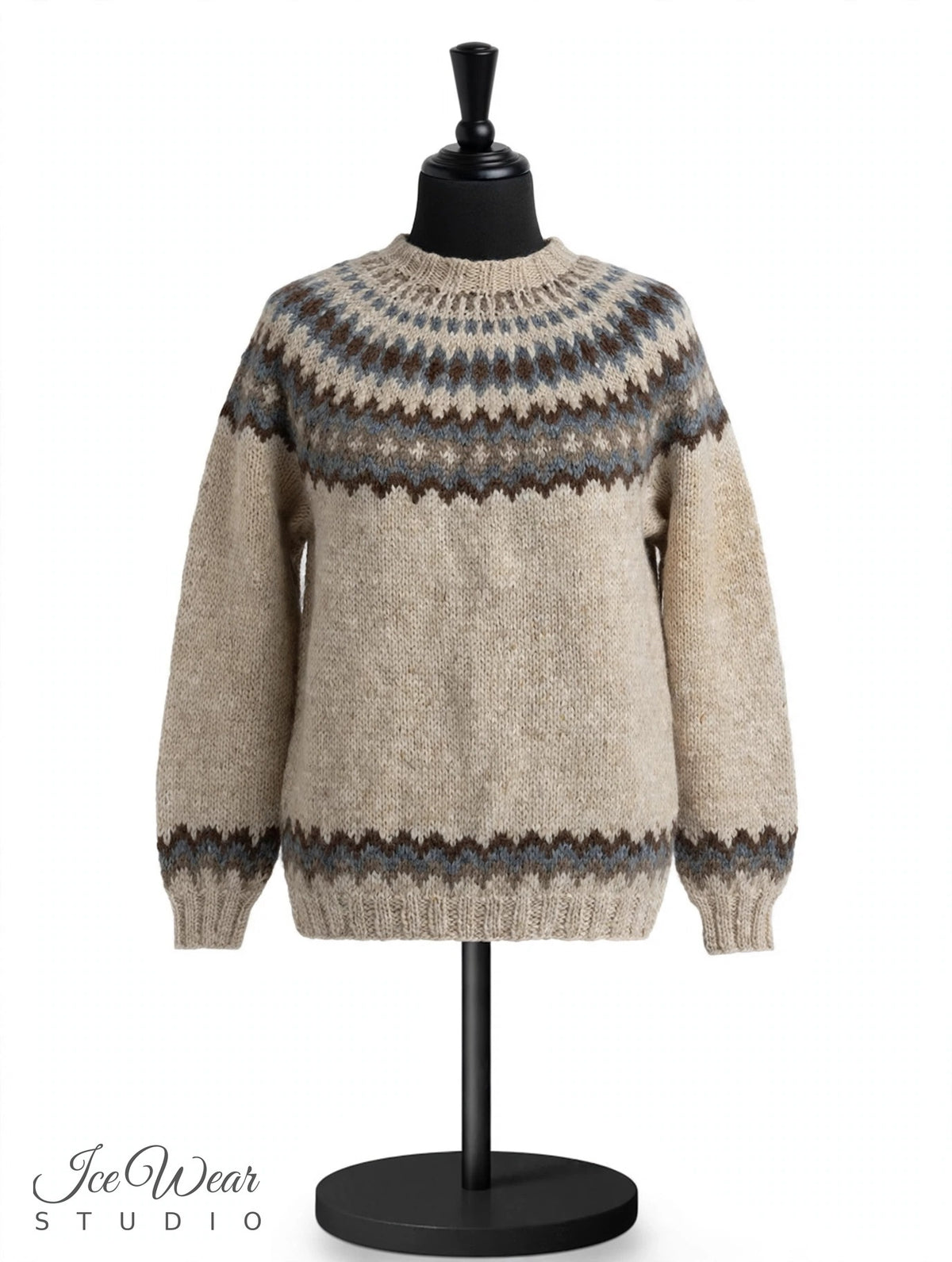 Oatmeal Traditional Icelandic Wool Sweater Pullover