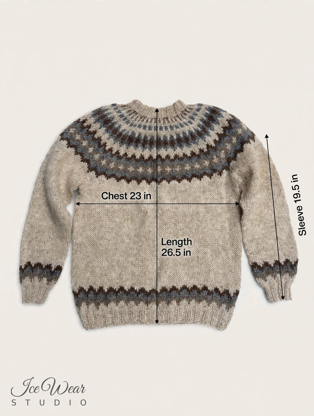 Oatmeal Traditional Icelandic Wool Sweater Pullover