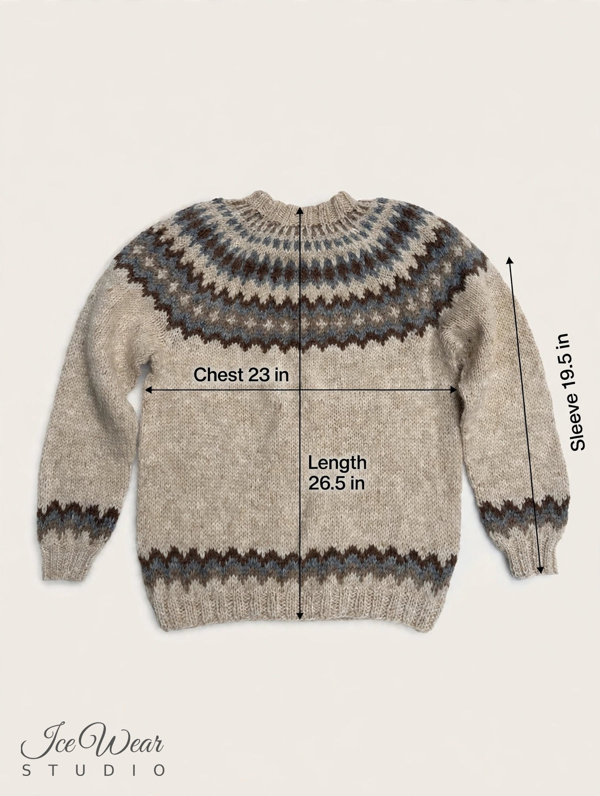 Oatmeal Traditional Icelandic Wool Sweater Pullover