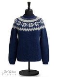Navy Traditional Icelandic Wool Sweater Pullover Snowflake