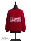 Red Icelandic Pattern Band Pullover Acrylic