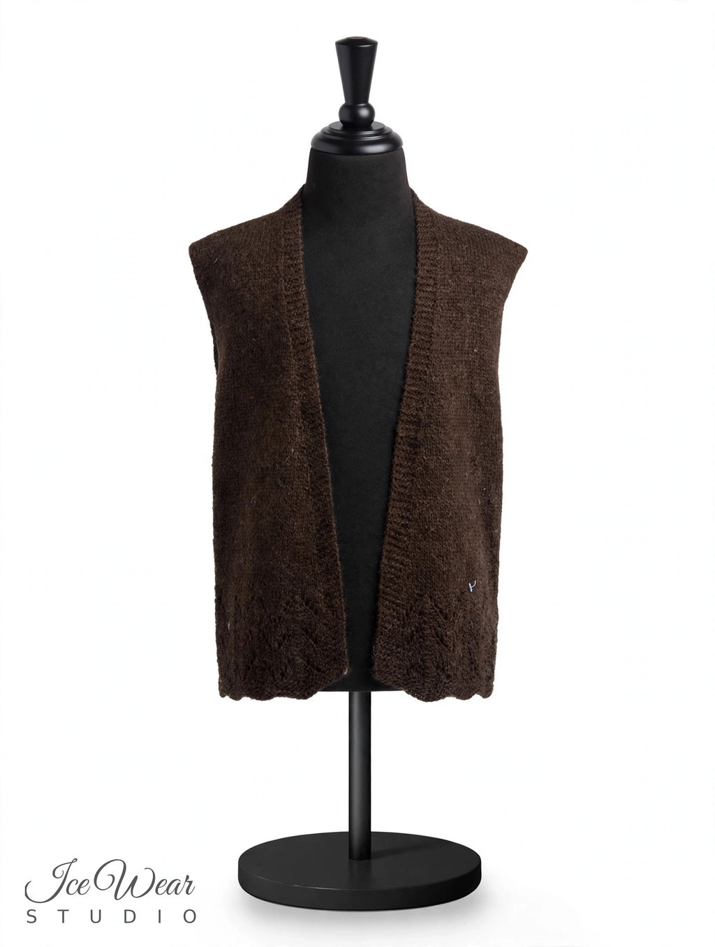 Dark Brown Lace Hem Knit Vest