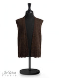 Dark Brown Lace Hem Knit Vest
