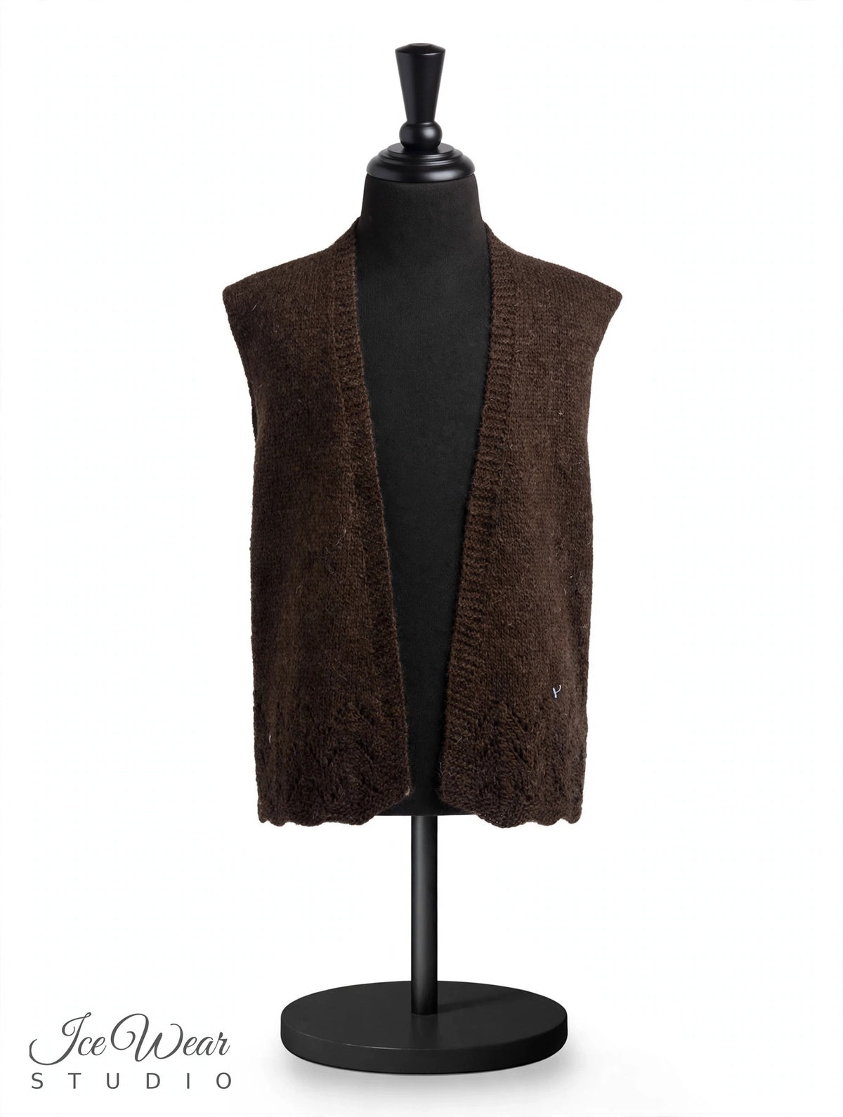 Dark Brown Lace Hem Knit Vest